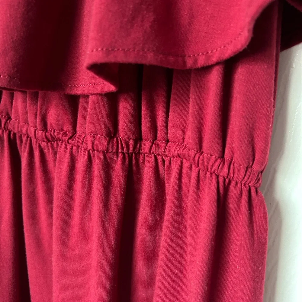 Verabendi Off the Shoulder Summer Long Burgundy Red Dress Size 8/10 - Picture 4 of 11